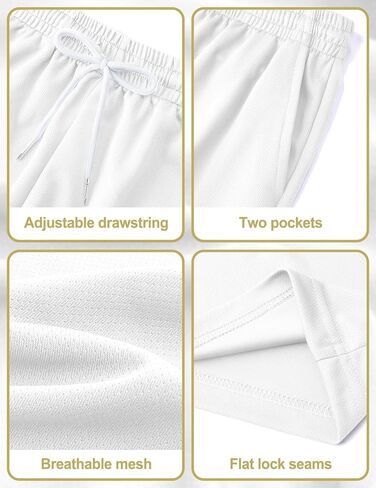 Boys Basketball Shorts Mesh Athletic Soccer Running Sports Shorts Quick Dry Fit Active Gym Shorts with Pockets for Teen Youth White 10-12 Years in Saudi Arabia