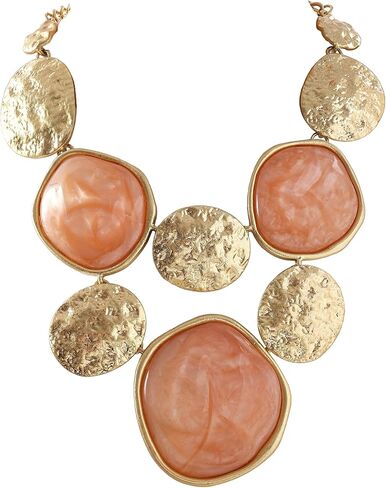Chunky Gold Statement Necklace for Women, Elegant Bubble Necklace, Bold Irregular Geometric Hammered Bib Necklace Jewelry Adjustable in Saudi Arabia