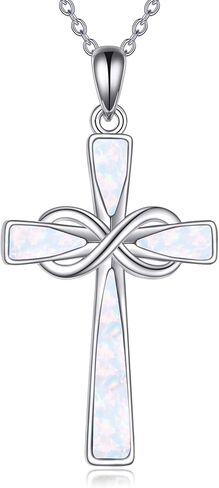 18k Plated Infinity Cross Necklace Opal/Abalone/Turquoise Cross Pendant Necklaces Christian Jewelry Gifts For Women Lover Female in Saudi Arabia