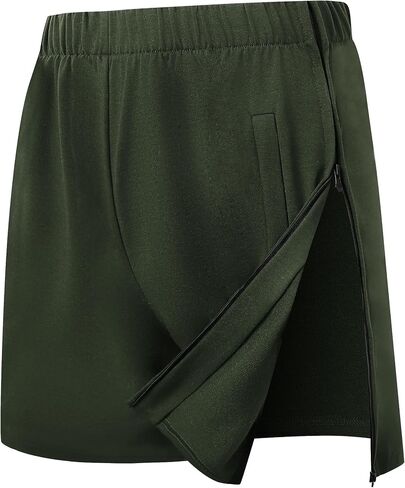 One-Hand Dual Zipper Mens Tear Away Shorts, Open Side Adaptive Shorts, Easy Dressing for Surgery, Rehab & Elderly Care in Kuwait