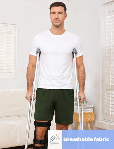 One-Hand Dual Zipper Mens Tear Away Shorts, Open Side Adaptive Shorts, Easy Dressing for Surgery, Rehab & Elderly Care in Kuwait