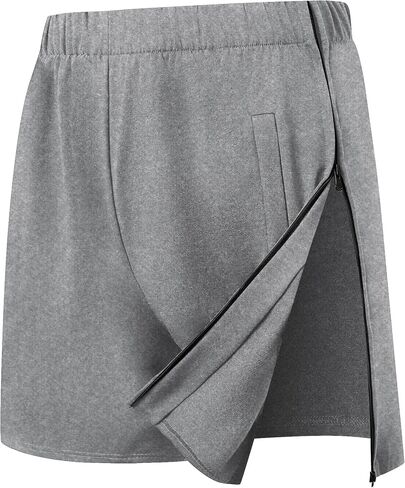 One-Hand Dual Zipper Mens Tear Away Shorts, Open Side Adaptive Shorts, Easy Dressing for Surgery, Rehab & Elderly Care in Kuwait