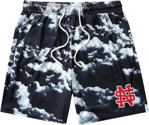VIPWOLF Men's Graphic Shorts Y2k Mesh Elastic Waist Drawstring Baggy Basketball Streetwear Casual Workout Gym Track Shorts in Kuwait