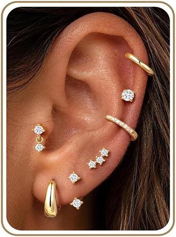 Turandoss Gold Earrings for Women, 14K Gold Plated Chunky Hoop Earrings Hypoallergenic Cartilage Huggie Hoops Earrings Stacks for Multiple Piercings Earrings for Women Jewelry in Kuwait