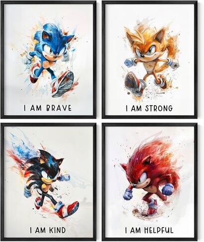 AllNurseryPrints Hedgehog Poster Set 4-Pack Wall Art for Kids Bedroom - Hedgehog Room Decor, Watercolor Wall Art, Hedge hog Room Decor For Kids, Fun Wall Decor for Boys and Girls (11x14", Unframed) in Kuwait