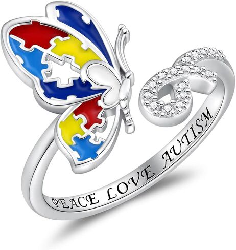 Autism Ring Sterling Silver Autism Awareness Ring for Women Puzzle Piece Ring Autism Jewelry Gift Strength for Adhd Autistic Mom in Saudi Arabia
