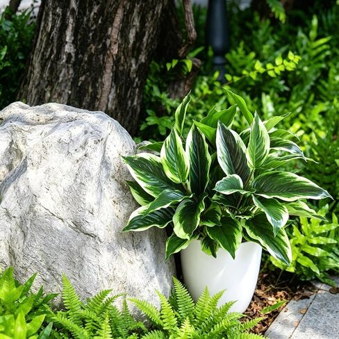 Artificial Plants Outdoor Fake Hostas, 4PCS Realistic Faux Plants Corner Decoration, Plastic Outdoor Greenery Plants UV Resistant Fake Plants Outside Indoor for Porch Office Yard Garden Décor in Saudi Arabia