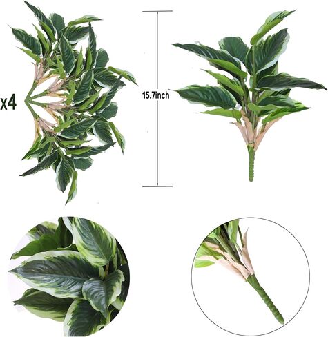 Artificial Plants Outdoor Fake Hostas, 4PCS Realistic Faux Plants Corner Decoration, Plastic Outdoor Greenery Plants UV Resistant Fake Plants Outside Indoor for Porch Office Yard Garden Décor in Saudi Arabia
