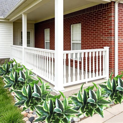 Artificial Plants Outdoor Fake Hostas, 4PCS Realistic Faux Plants Corner Decoration, Plastic Outdoor Greenery Plants UV Resistant Fake Plants Outside Indoor for Porch Office Yard Garden Décor in Saudi Arabia