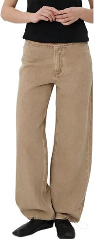 Women's Low Rise Wide Leg Jeans Casual Elastic Waist Baggy Denim Pants Vintage Wash Trousers in Saudi Arabia
