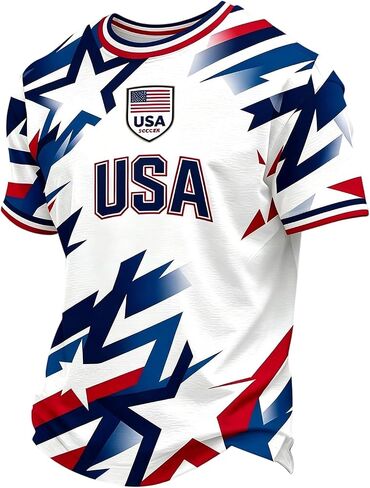 Soccer Jerseys for Men American Flag USA Team Fans Cup Shirts Mesh Quick Dry Performance Athletic Shirts in Saudi Arabia