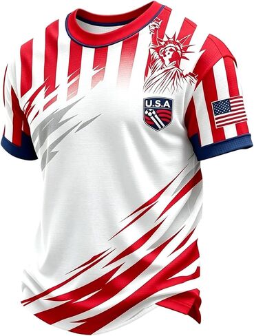 Soccer Jerseys for Men American Flag USA Team Fans Cup Shirts Mesh Quick Dry Performance Athletic Shirts in Saudi Arabia
