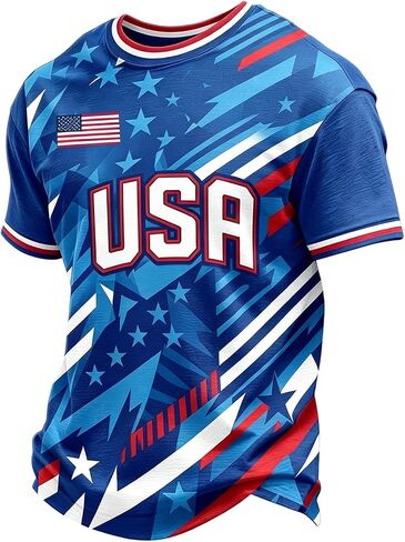 Soccer Jerseys for Men American Flag USA Team Fans Cup Shirts Mesh Quick Dry Performance Athletic Shirts in Saudi Arabia