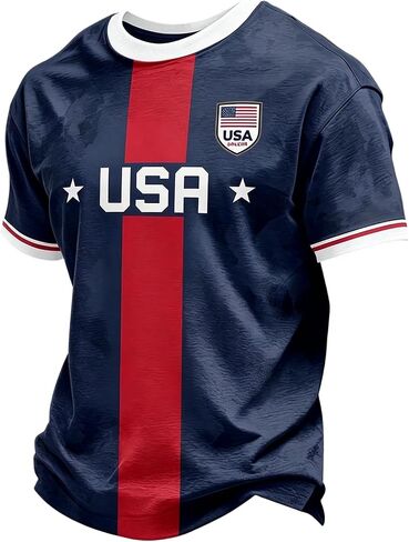 Soccer Jerseys for Men American Flag USA Team Fans Cup Shirts Mesh Quick Dry Performance Athletic Shirts in Saudi Arabia