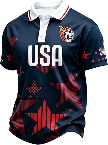 Soccer Jerseys for Men American Flag USA Team Fans Cup Shirts Mesh Quick Dry Performance Athletic Shirts in Saudi Arabia