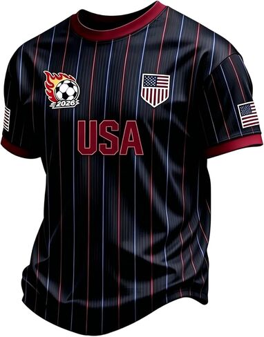 Soccer Jerseys for Men American Flag USA Team Fans Cup Shirts Mesh Quick Dry Performance Athletic Shirts in Saudi Arabia
