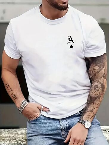 Men's White Classic Tee, Short Sleeve Crew Neck Soft Quick Dry Fitted T Shirt, S-2XL in Kuwait