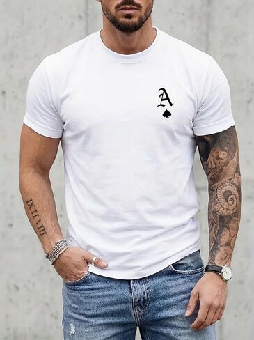 Men's White Classic Tee, Short Sleeve Crew Neck Soft Quick Dry Fitted T Shirt, S-2XL in Kuwait