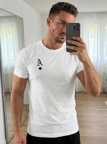 Men's White Classic Tee, Short Sleeve Crew Neck Soft Quick Dry Fitted T Shirt, S-2XL in Kuwait
