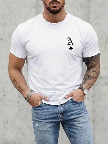 Men's White Classic Tee, Short Sleeve Crew Neck Soft Quick Dry Fitted T Shirt, S-2XL in Kuwait