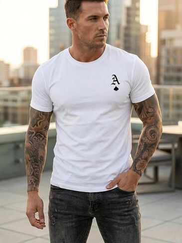 Men's White Classic Tee, Short Sleeve Crew Neck Soft Quick Dry Fitted T Shirt, S-2XL in Kuwait