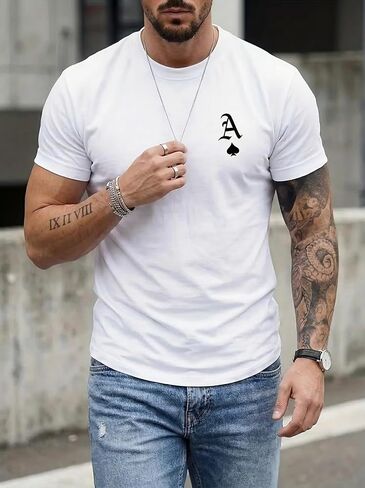 Men's White Classic Tee, Short Sleeve Crew Neck Soft Quick Dry Fitted T Shirt, S-2XL in Kuwait