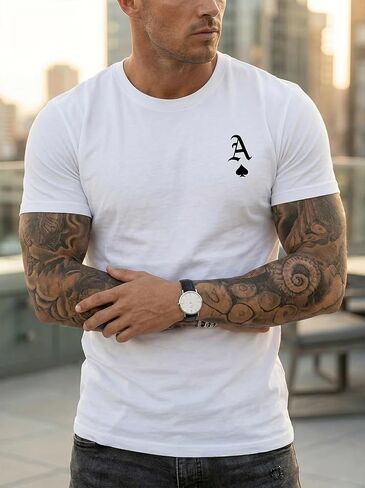 Men's White Classic Tee, Short Sleeve Crew Neck Soft Quick Dry Fitted T Shirt, S-2XL in Kuwait
