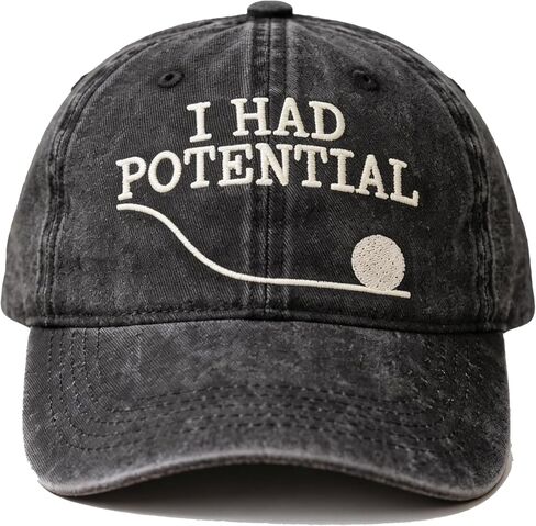 I Had Potential Embroidered Baseball Cap for Men Women Vintage Hats Trucker Dad Hat Funny Novelty Quote Graphic Washed Cap Black in Saudi Arabia