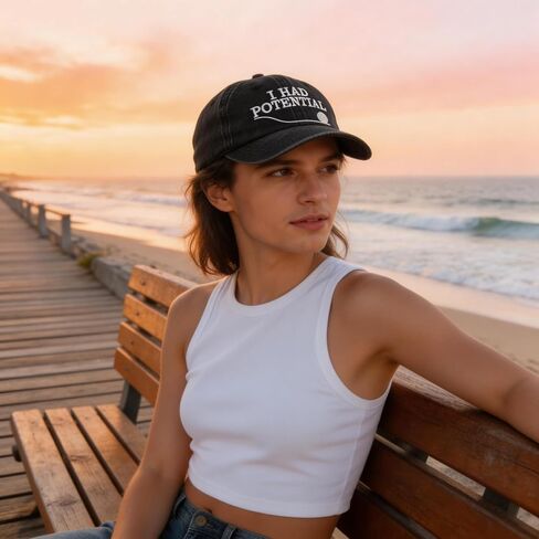 I Had Potential Embroidered Baseball Cap for Men Women Vintage Hats Trucker Dad Hat Funny Novelty Quote Graphic Washed Cap Black in Saudi Arabia