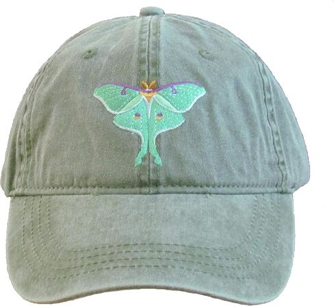 Luna Moth Embroidered Cotton Cap Green in Kuwait