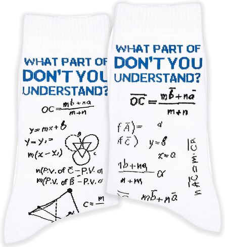 "What Part Of Don't You Understand? Novelty Crew Socks - Funny Gift for Math Geeks & Students.(133) in Saudi Arabia
