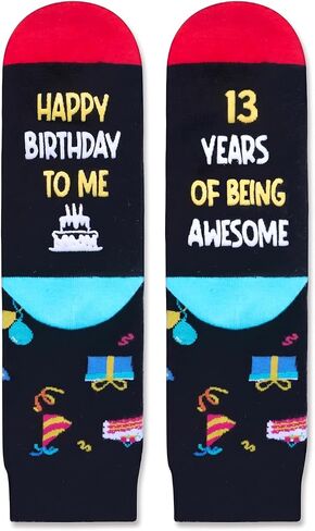 HAPPYPOP Birthday Gifts for Boys - Funny Black Socks for 10-14 Years Girl with Greeting Card in Saudi Arabia