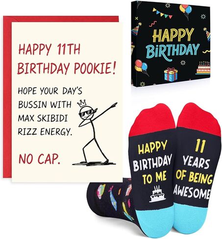 HAPPYPOP Birthday Gifts for Boys - Funny Black Socks for 10-14 Years Girl with Greeting Card in Saudi Arabia