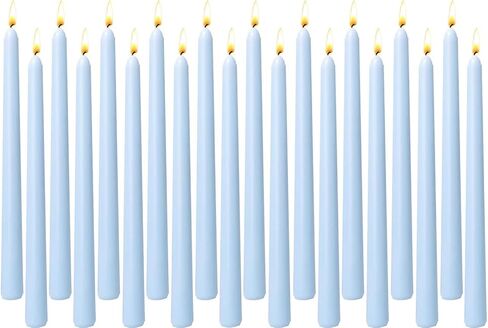 20-Pack Ice Blue Taper Candles Unscented, 10 Inch Tall Dinner Table Candles for Winter Wedding Centerpieces, Bulk Candlesticks Smokeless Dripless, Cool Blue Decorative Candle for Home Decor in Kuwait