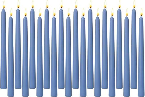 20-Pack Ice Blue Taper Candles Unscented, 10 Inch Tall Dinner Table Candles for Winter Wedding Centerpieces, Bulk Candlesticks Smokeless Dripless, Cool Blue Decorative Candle for Home Decor in Kuwait
