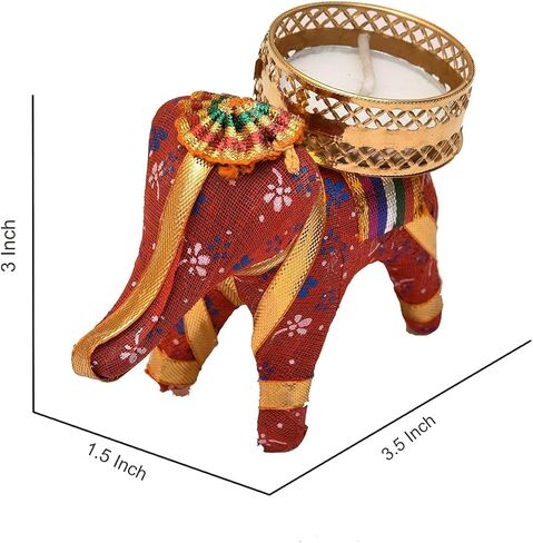Elephant Tealight Candle Holder Set of 6 | Handmade Multicolor Diya Stand for Diwali Decoration, Christmas, Festival & Home Décor | Decorative Elephant T-Light Candle Holder in Kuwait