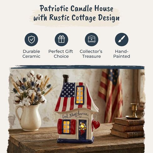Blue Sky Clayworks Rustic Farm Candle House, 5.5" L x 4.625" W x 8.125" H in Kuwait