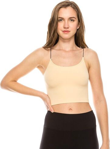 Kurve Amerian Made Skinny Strap Crop Bra Cami, UV Protective Fabric UPF 50+ (Made with Love in The USA) in Saudi Arabia