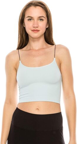 Kurve Amerian Made Skinny Strap Crop Bra Cami, UV Protective Fabric UPF 50+ (Made with Love in The USA) in Saudi Arabia