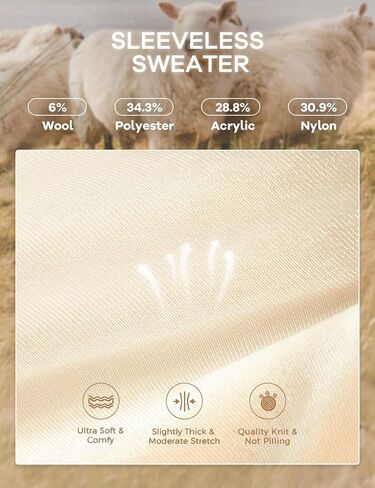 Women's Wool Blend Sleeveless Sweaters Lightweight Summer Tank Tops Business Casual Sweater Grace in Motion Collection in Saudi Arabia