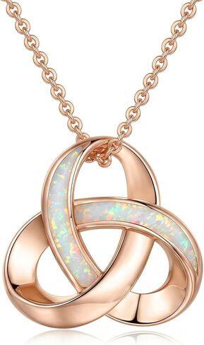 Celtic Knot Opal Necklace Trinity Triquetra Pendant Vintage Jewelry Gifts for Women Anniversary Birthday in Saudi Arabia