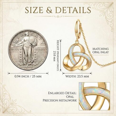 Celtic Knot Opal Necklace Trinity Triquetra Pendant Vintage Jewelry Gifts for Women Anniversary Birthday in Saudi Arabia