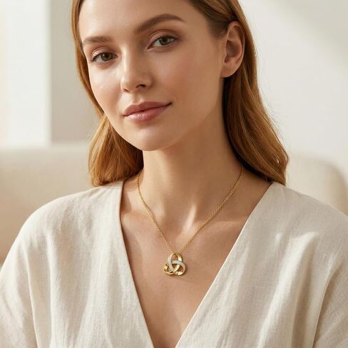 Celtic Knot Opal Necklace Trinity Triquetra Pendant Vintage Jewelry Gifts for Women Anniversary Birthday in Saudi Arabia