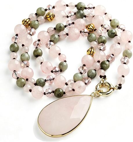 Yomisa Detachable Boho Long Beaded Necklace for Women, Handmade Natural Stone Teardrop Pendant Necklace with Toggle Clasp, Bohemian Casual Statement Strand Jewelry Gift in Saudi Arabia