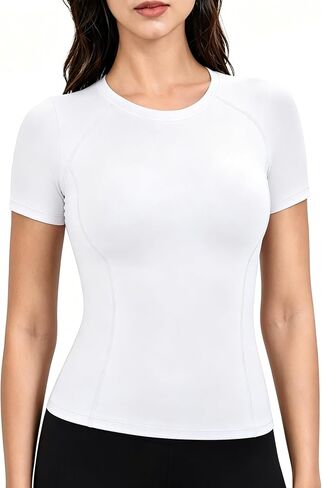 Women's Compression Shirt Short Sleeve Workout Tops Slim Fitted Athletic Baselayer Dry Fit Running Gym Basic T-Shirt in Saudi Arabia