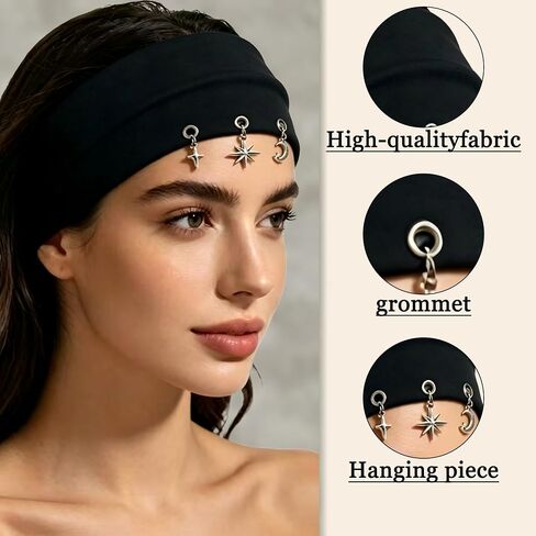 Y2K Headband,Goth Headband for Street & Daily Wear Punk Headbands for Thin & Thick Hair Trendy Headbands for Festivals,Cosplay Rock Events in Saudi Arabia