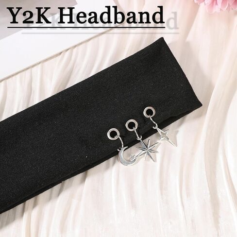 Y2K Headband,Goth Headband for Street & Daily Wear Punk Headbands for Thin & Thick Hair Trendy Headbands for Festivals,Cosplay Rock Events in Saudi Arabia