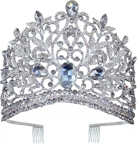 Wedding Tiaras and Crowns with Combs for Women, Crystal Queen Crown Silver Wedding Tiara for Bride, Princess Headpieces Quinceanera Pageant Crown Diadem for Birthday Prom in Saudi Arabia