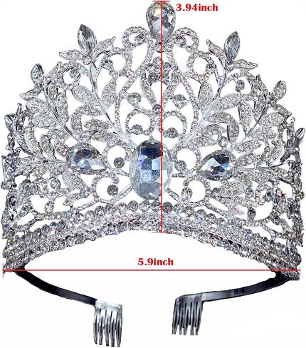 Wedding Tiaras and Crowns with Combs for Women, Crystal Queen Crown Silver Wedding Tiara for Bride, Princess Headpieces Quinceanera Pageant Crown Diadem for Birthday Prom in Saudi Arabia