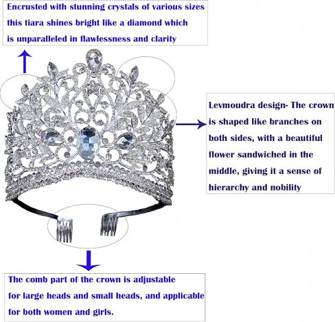 Wedding Tiaras and Crowns with Combs for Women, Crystal Queen Crown Silver Wedding Tiara for Bride, Princess Headpieces Quinceanera Pageant Crown Diadem for Birthday Prom in Saudi Arabia